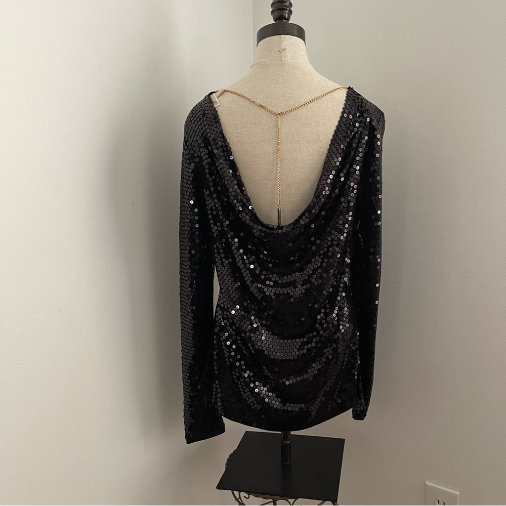 Michel Kors Sequin long sleeve back drapes size Large - Picture 5 of 12